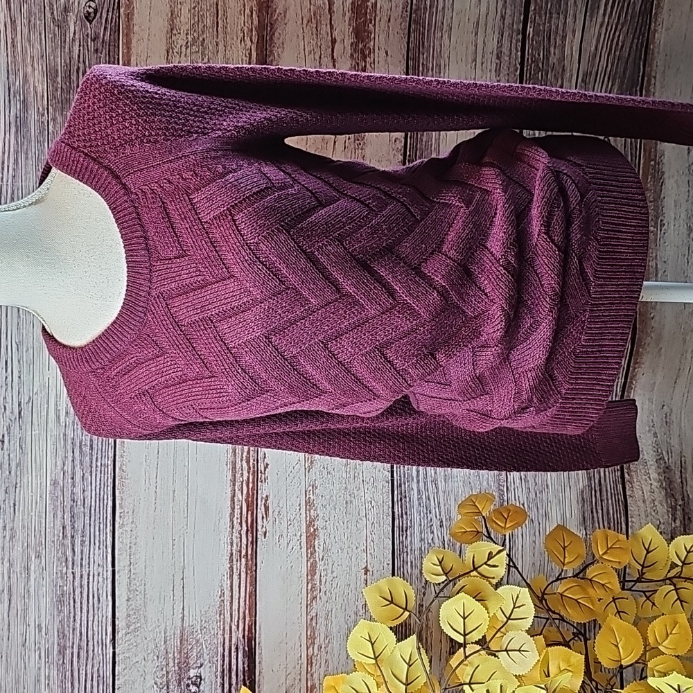 NEW SONOMA MERLOT LONG SLEEVE PATTERNED PULLOVER CREWNECK SWEATER